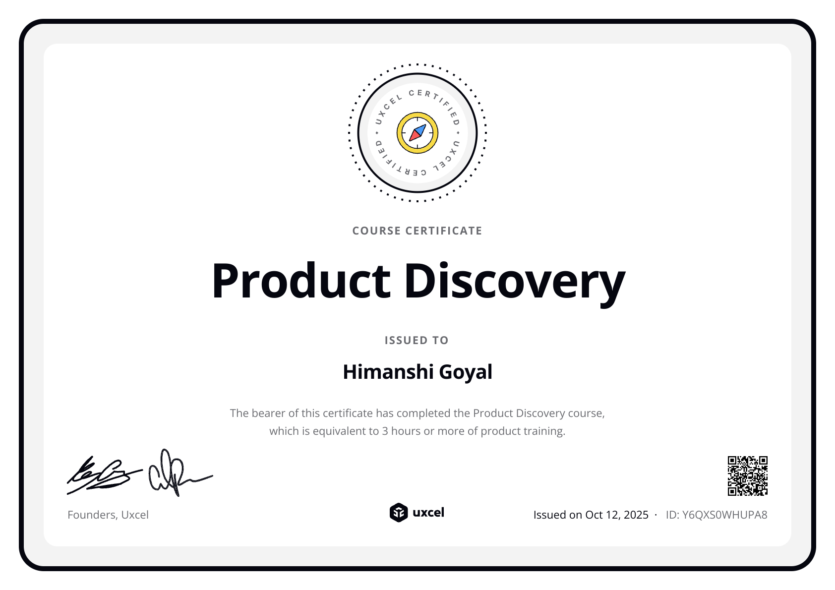 Himanshi Goyal's certificate